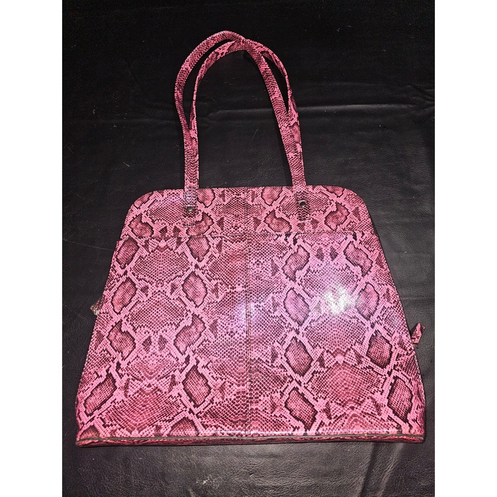Buxton Womens Pink Snake Snakeskin Print Messenger Laptop Bag‎